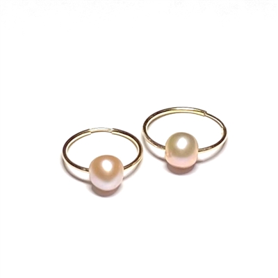 Naples Pearl Endless Hoop Earrings Gold-Filled, White by Designer Wendy Mignot