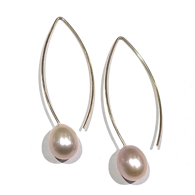 Liv V Wire Pearl Drop Earring 14k Gold-Filled-Blush