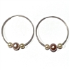 photo of Wendy Mignot Silver Three Pearl Hoop Earrings - White, Pink, White