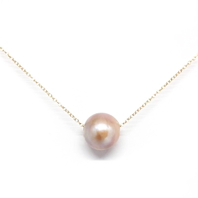Aloha Single Floating Pearl and Gold Filled Necklace Blush