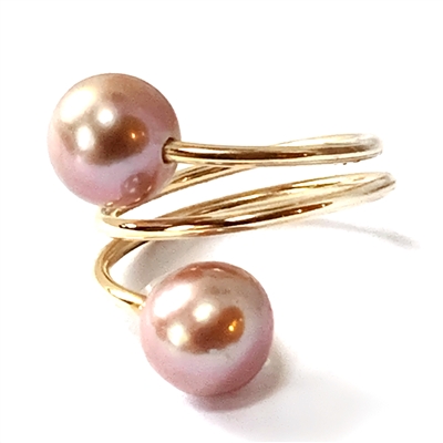 Ohana Freshwater Pearl Single Wrap 14k Gold Filled Ring Blush by Wendy Mignot