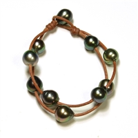 photo of Wendy Mignot Music Two Strand Tahitian Pearl and Leather Bracelet