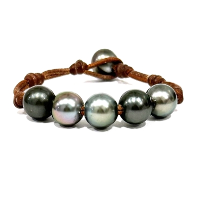photo of Wendy Mignot Bora Bora Five Tahitian Pearl and Leather Breezy Bracelet