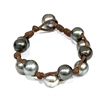 Fine Pearls and Leather Jewelry by Designer Wendy Mignot Toboga Tahitian Bracelet