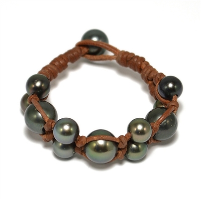 photo of Wendy Mignot Tahitian Pearl and Leather Bracelet