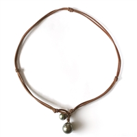 photo of Wendy Mignot Carter Noir Tahitian Pearl and Leather Necklace