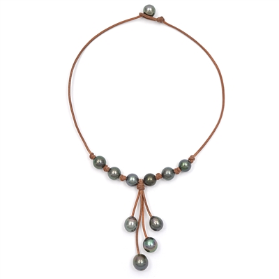 photo of Wendy Mignot Maiko Tahitian Pearl and Leather Necklace