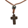 photo of Wendy Mignot Byzantine Traditional Cross and Tahitian Pearl and Leather Necklace