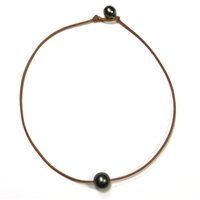 photo of Wendy Mignot Bora Bora Single Tahitian Pearl and Leather Necklace