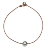 photo of Wendy Mignot Bora Bora Single Tahitian Pearl and Leather Necklace 14-15mm