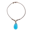 Fine Pearls and Leather Jewelry by Designer Wendy Mignot | Coastline Grove Aqua Blue Sea Glass Necklace