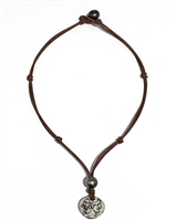 photo of Wendy Mignot Ancient Egyptian Ashkelon Silver Coin Replica with Tahitian Pearls and Leather Necklace