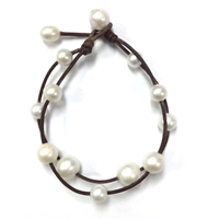 photo of Wendy Mignot Music Two Strand Freshwater Pearl and Leather Anklet White