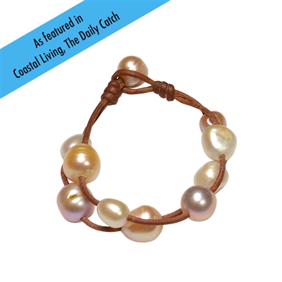 photo of Wendy Mignot Music Two Strand Freshwater Pearl and Leather Bracelet White