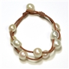 photo of Wendy Mignot Music Two Strand Freshwater Pearl and Leather Bracelet White