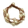photo of Wendy Mignot Music Four Strand Freshwater Pearl and Leather Bracelet Pearl White