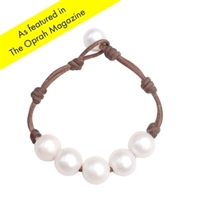 photo of Wendy Mignot Breezy Five Pearl Freshwater Pearl and Leather Bracelet