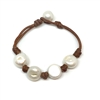 photo of Wendy Mignot Flat Four Freshwater Pearl and Leather Bracelet with Knots