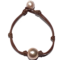 photo of Wendy Mignot Rosie A+ Pearl and Leather Bracelet- Blush Limited Edition