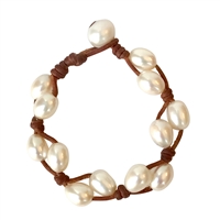 photo of Wendy Mignot Toboga Freshwater Pearl and Leather Bracelet White