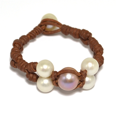 photo of Wendy Center Freshwater Pearl and Leather Bracelet Multicolor by Wendy Mignot