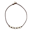 photo of Wendy Mignot Breezy Five Pearl Freshwater Pearl and Leather Necklace White with Knots