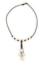 photo of Wendy Mignot Maiko Freshwater Pearl and Leather Necklace with knots