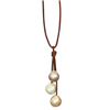 photo of Wendy Mignot Raindrops Freshwater Three Pearl and Leather Deluxe Necklace