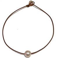 photo of Wendy Mignot Rosie A+ Pearl and Leather Necklace - Blush Limited Edition