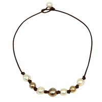 photo of Wendy Mignot Seven Seas Freshwater Pearl and Leather Deluxe Necklace