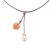 photo of Wendy Mignot Amour Sandy Cay Lions Paw Shell Heart and Pearl and Leather Necklace