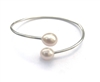 photo of Wendy Mignot Adjustable Silver Natalie Bangle with Freshwater Pearls (White/White)