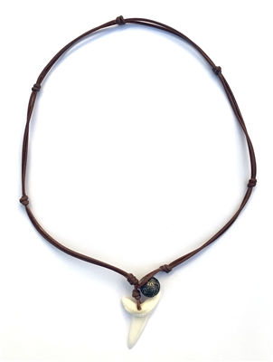 photo of Wendy Mignot Shark's Tooth and Etched Tahitian Pearl and Leather Ryder Necklace