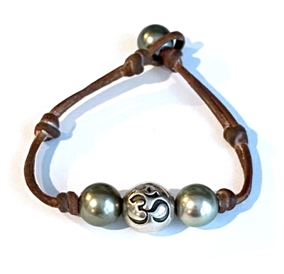 photo of Wendy Mignot Om Woman Tahitian Pearl and Leather Bracelet