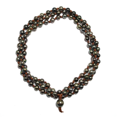 Fine Pearls and Leather Jewelry by Designer Wendy Mignot Japa Mala Tahitian Necklace