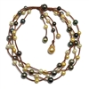 photo of Wendy Mignot Music Four Strand Tahitian Pearl and South Sea Pearl and Leather Mixed Necklace