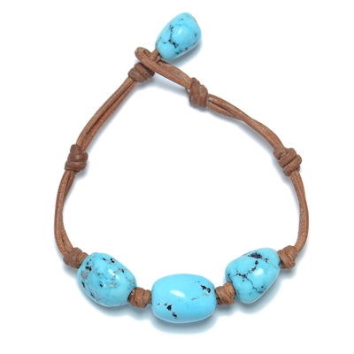 photo of Wendy Mignot Turquoise Three Gem and Leather Bracelet Limited Edition