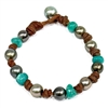 photo of Wendy Mignot All Around the World Tahitian Pearl and Leather with Raw Emeralds Bracelet