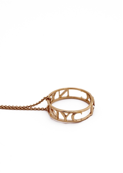 The Janesko Traveler NYC City Ring necklace.