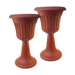 ALEKO 2PP300AHTC Tall Terra Cotta Plastic Garden Plant Urn, Lot of 2