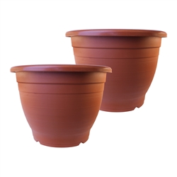 ALEKO  2PP450TC Terra Cotta Thermoformed Planters Plastic Garden Pots, Lot of 2