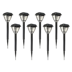 Solar Powered LED Decorative In-Ground Pathway Lamps - Lot of 8 - ALEKO