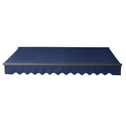 Retractable Patio Awning 12x10 Feet - Blue with Black Frame - ALEKO