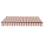 Retractable Patio Awning 12x10 Feet - Multi-Striped Red with Black Frame - ALEKO