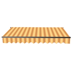 Motorized Retractable Black Frame Patio Awning 13 x 10 Feet - Multi-Striped Yellow - ALEKO