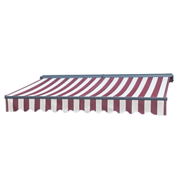 Half Cassette Retractable Patio Awning - 12 x 10 Ft. (3.6 x 3 m) - Multi-Stripe Red- ALEKO