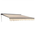 Half Cassette Motorized Retractable Patio Awning - 12 x 10 Feet - Ivory - ALEKO