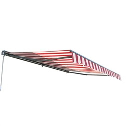 Half Cassette Motorized Retractable Patio Awning - 20 x 10 Feet - Multi-Striped Red - ALEKO