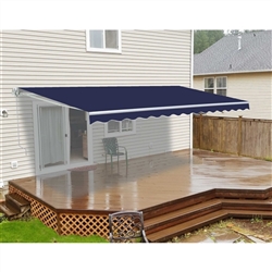 Motorized Retractable Patio Awning - 12X10 Feet - Blue - ALEKO