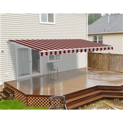 Motorized Retractable Patio Awning - 12X10 Feet - Multi Striped Red - ALEKO